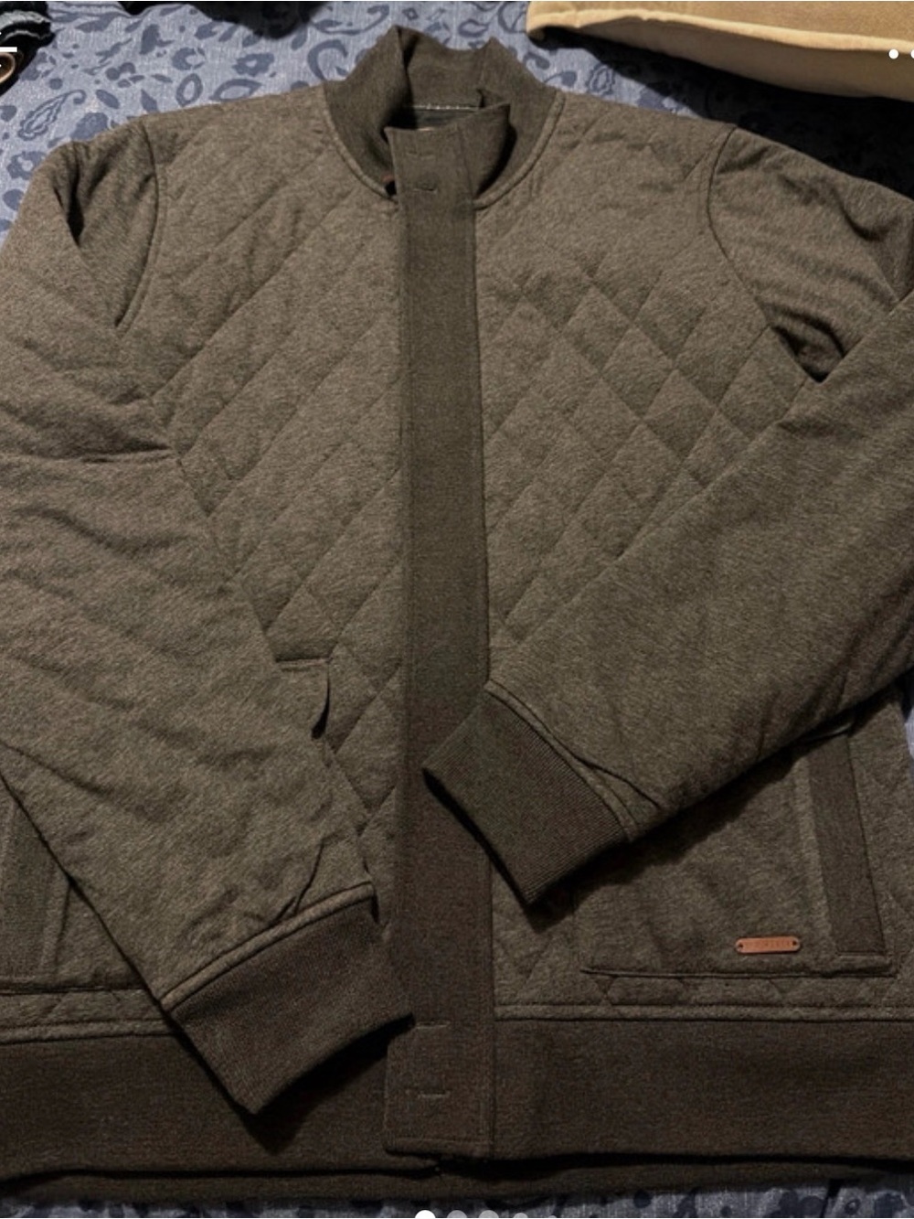 Ted Baker Quilted Zip-Up Sweater Jacket - Olive Green